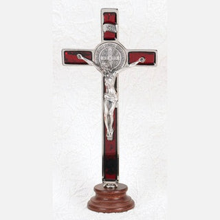 8 inch Red Pearl with Silver St Benedict Pendant