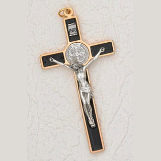 4.5" Gold/Black Saint Benedict Hanging Wall Cross