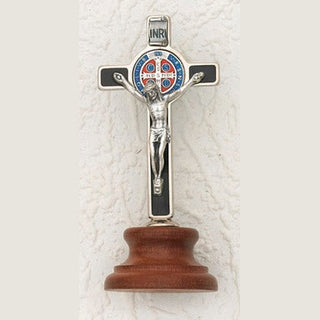3" Deluxe with enameled Pendant Black St Benedict Cross on Base