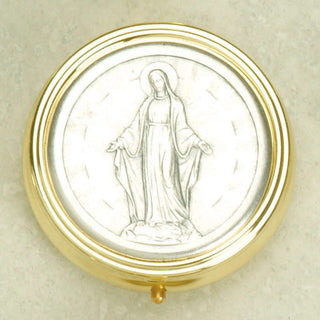 Silver Plated Pyx with Our Lady of the Miraculous Medal