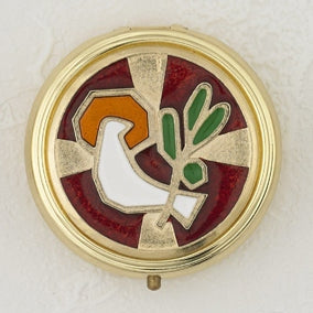 Red Enameled with White Holy Spirit Pyx