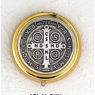 Silver Plated Pyx with Saint Benedict