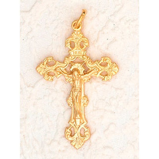 25-Pack - Fleur di Lis Crucifix Gold - 2 inch