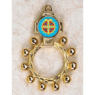 Bulk St. Benedict Gold Tone Finger Rosary