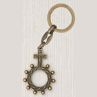 12-Pack - Brass Finger Rosary Keyring