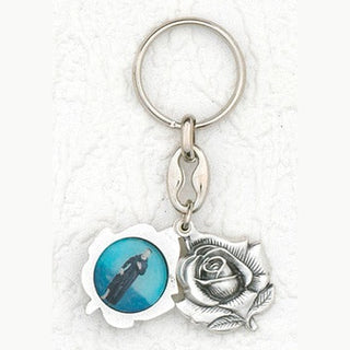 6-Pack - Sliding Petal Keyring with St Peregrine and Pray for Us