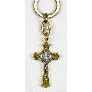 6-pack - Gold Tone Saint Benedict Cross Key Chain