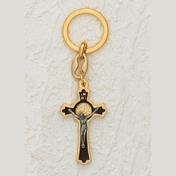 6-Pack - 2 Inch St Benedict Keyring (Gold Tone)
