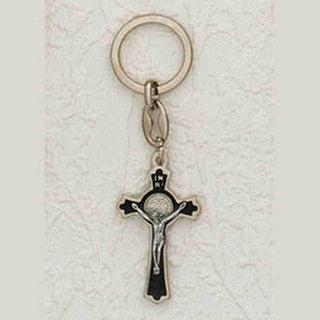 6-Pack - 2" St Benedict Keyring- Black / Silver