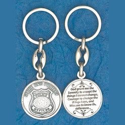 6-Pack - Serve and Protect (Policeman's) coin with Serenity Prayer Coin Keyring
