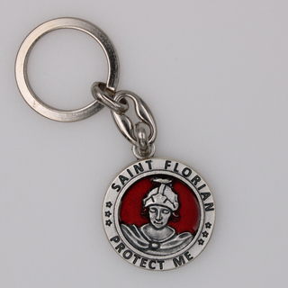 6-pack - St. Florian/Firefighter's Enameled - Silver Tone- Token Key Chain