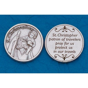 Religious Coin Token St Christopher with Prayer