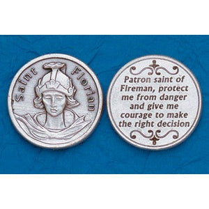 Religious Coin Token St Florian with Prayer