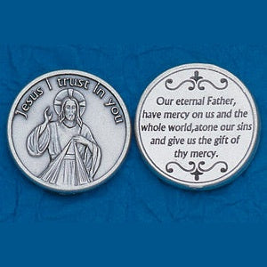 Religious Coin Token Divine Mercy Coin with Prayer