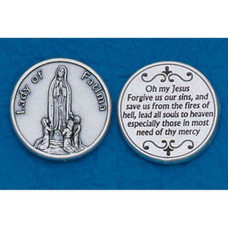 25-Pack - Religious Coin Token - Lady of Fatima Coin with Prayer