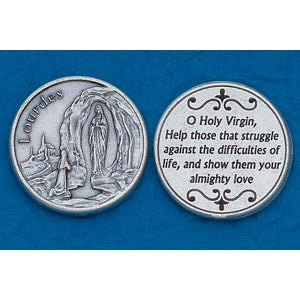 25-Pack - Religious Coin Token - Lady of Lourdes with Prayer