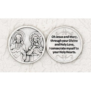 25-Pack - Twin Hearts Silver Plated Pocket Token