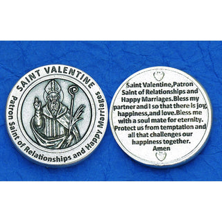 25-Pack - Healing Saints Tokens - Saint Valentine - Silver Plated