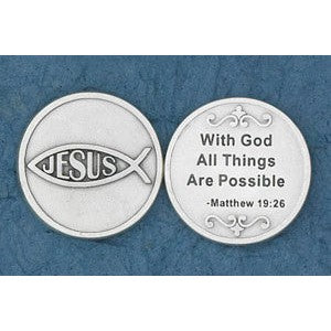 Bulk Christian Token - Jesus Fish - With God