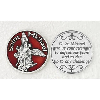 12-Pack - Red Enameled St Michael Token with Prayer