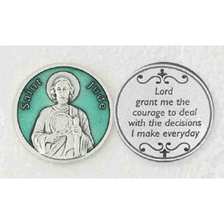 12-Pack - Green Enameled St Jude Token with Prayer