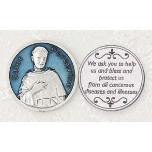 12-Pack - Blue Enamel St Peregrine Token with Prayer