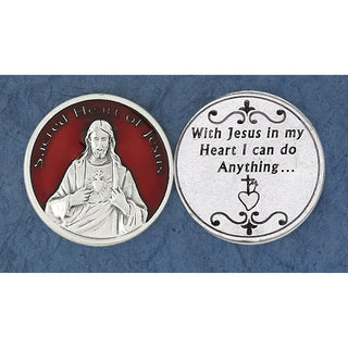 Bulk Red Enameled Sacred Heart of Jesus Token
