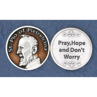 Bulk Brown Enameled Padre Saint Pio Token