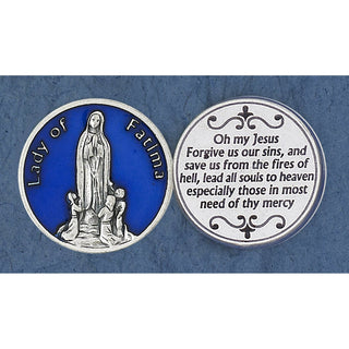 Bulk Blue Enameled Lady of Fatima Token