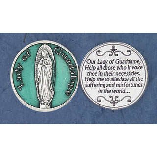 Bulk Green Enameled Lady of Guadalupe Token