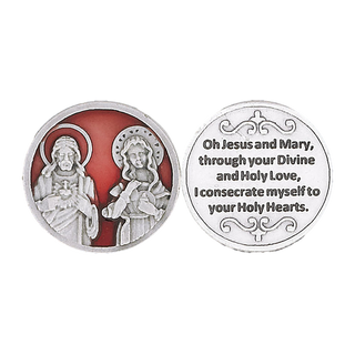 Bulk Red Enameled Twin Hearts Token