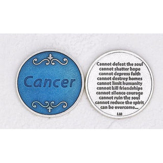 12-Pack - Enameled Cancer encouragement Token with Prayer Silver Plated