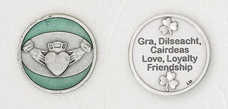 12-Pack - Claddagh Enamel Token with Prayer Silver Plated