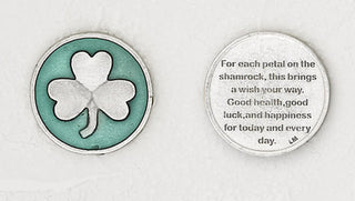 12-Pack - Shamrock Enamel Token with Prayer Silver Plated