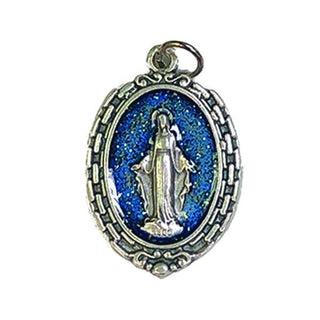 Silver-tone Miraculous Medal with Blue Enamel 25-pack