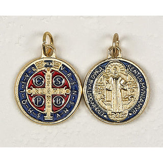 12-Pack - 3/4-inch Enameled St. Benedict Pendant Silver Tone