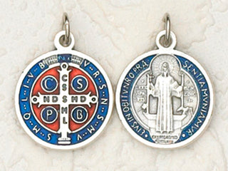 12-Pack - 3/4 inch Enameled St Benedict Pendant Silver tone