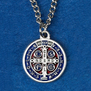 12-Pack - 3/4 inch Enameled St Benedict Pendant Silver tone