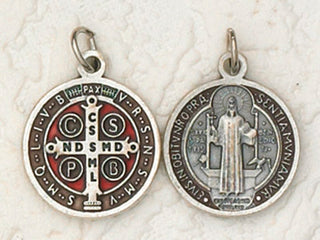 25-Pack - 3/4" Enameled Brown / Silver Saint Benedict Pendant