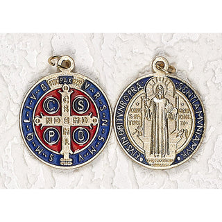 12-Pack - 3/4-inch Enameled St. Benedict Pendant Silver Tone