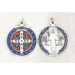 6-Pack - 1-1/4-inch Blue Enameled Silver St. Benedict Pendant