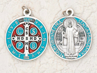 25-Pack - 3/4" St Benedict Enameled Pendant- Lt Blue