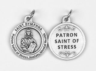 25-Pack - Healing Saints 3/4 inch Pendant with Saint Dymphna - Patron Saint of Stress, Anxiety and Mental Health