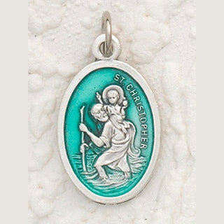 25-Pack - Saint Christopher Green Enamel Pendant