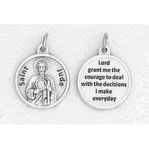 25-Pack - 3/4 inch Silver Plated St Jude Pendant with Prayer on back