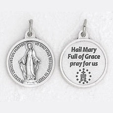 3/4 inch Silver Plated Miraculous Medal with Prayer on back