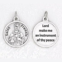 3/4 inch Silver Plated St Francis Pendant with Prayer on back