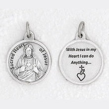 25-Pack - 3/4 inch Silver Plated Sacred Heart of Jesus Pendant with Prayer on back