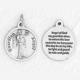 25-Pack - 3/4 inch Silver Plated Angel of GOD Pendant with Prayer on back