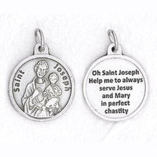 25-Pack - 3/4 inch Silver Plated St Joseph Pendant with Prayer on back